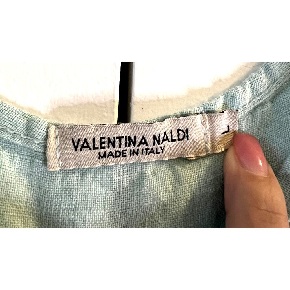 Valentina Naldi 100% linen mini dress in light green size L Large - Picture 7 of 8
